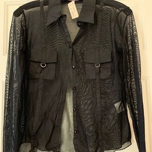 Hale Bob See Thru Black Blouse Size L